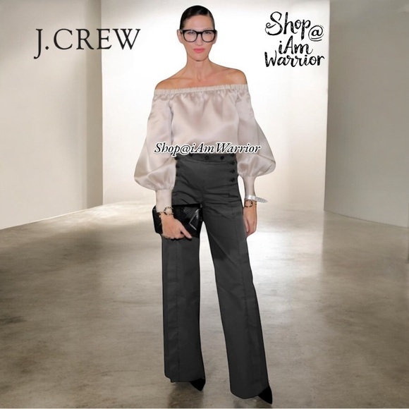 J.Crew NWT RARE charcoal gray lined wool sailor wide leg pants *shop@iamwarrior - Picture 1 of 10